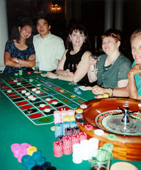 Having fun at roulette table